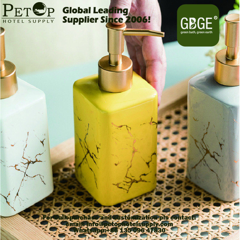 Marbling Yellow Hand Wash Refillable Soap Dispenser | Petop Hotel Supply